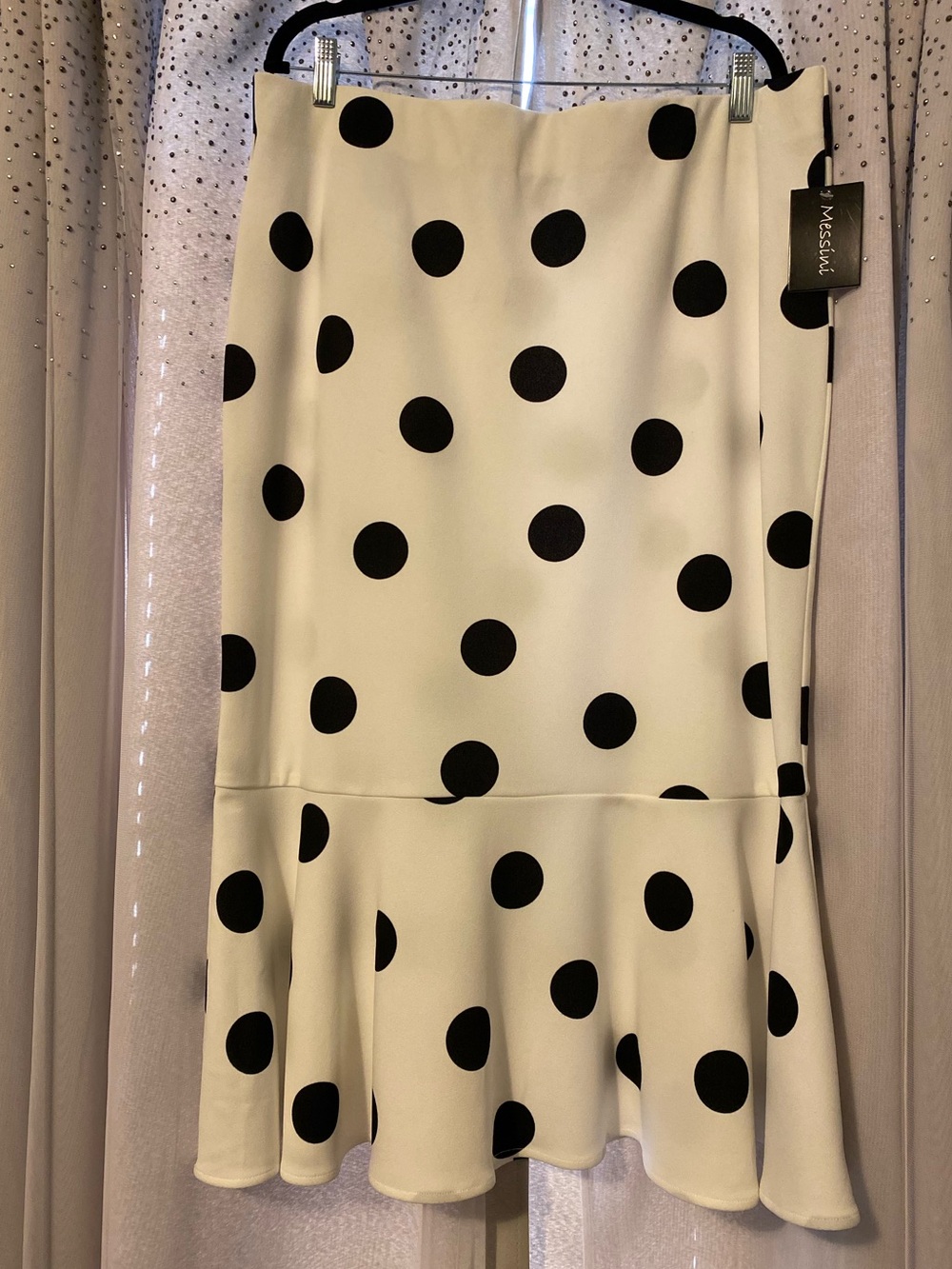 MESSINI NWT SIZE XL POLKA DOT MIDI FLARE SKIRT